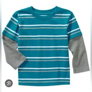 Garanimals Teal and Gray Striped Long Sleeve Tee